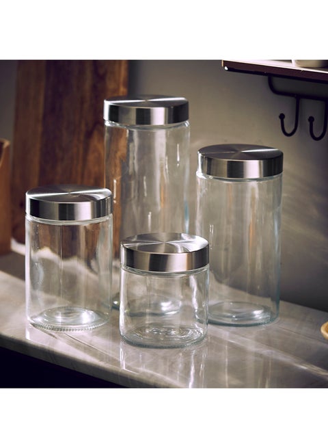 4-Piece Conta Canister Set Clear/Silver