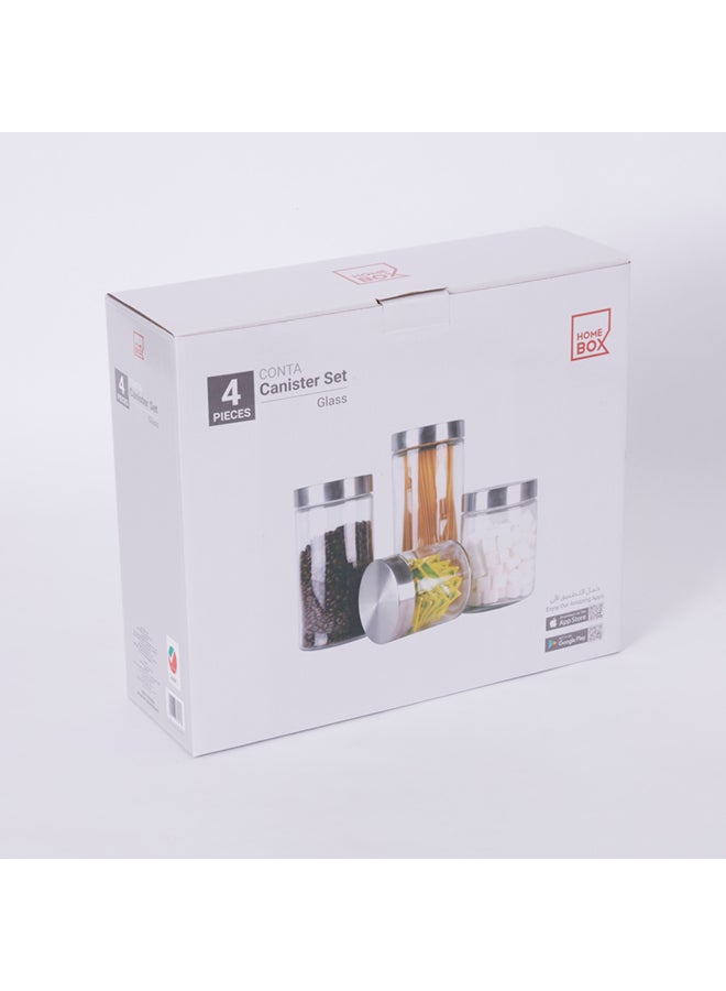 Home Box - 4-Piece Conta Canister Set Clear/Silver - Image 1