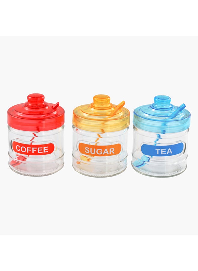 Home Box 6-Piece Madeline Canister And Spoon Set Red/Orange/Blue 15x22x15cm  - Image 1