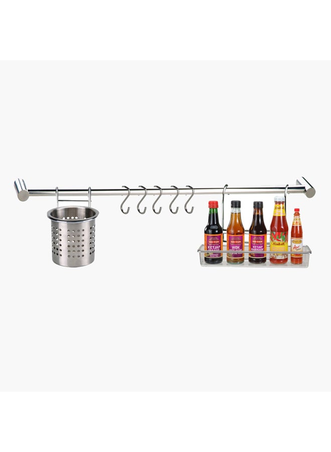 Home Box BERLYN Towel Rod with Hook Silver 60cm - Image 1