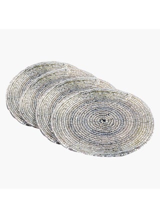 4-Piece Blaze Beaded Coaster Set Silver 4x10cm - v1633284895/N22745004A_1