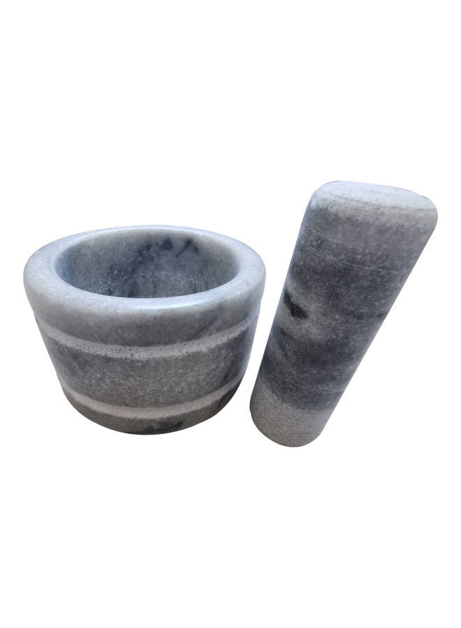 Natural Stone Grinder Marble Granite Mortar and Pestle Bowl Set Grey 10  x  7cm  - Image 3