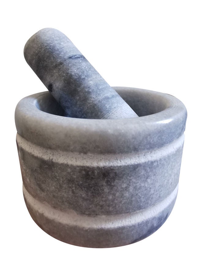 Natural Stone Grinder Marble Granite Mortar and Pestle Bowl Set Grey 10  x  7cm  - Image 4