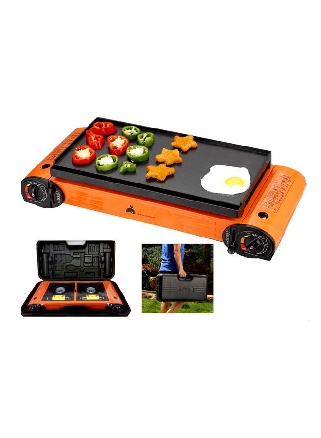 طقم موقد غاز البوتان للتخييم بشعلة مزدوجة مع لوح تسخين للشواء مكون من 4 قطع متعدد الألوان 75x30x10سم - Image 5