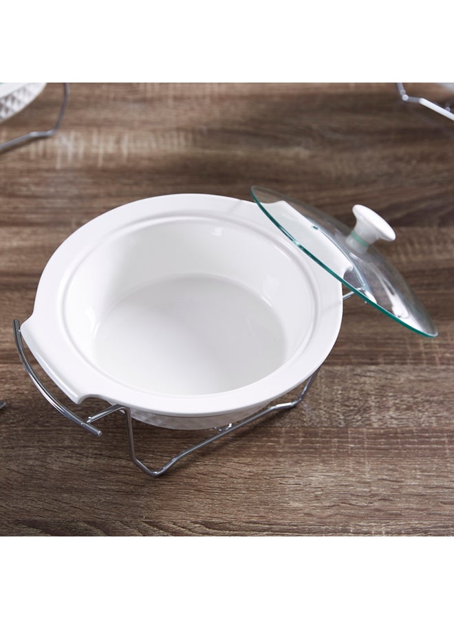 Home Box Supreme Round Casserole With Lid White/Silver 26cm  - Image 2