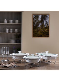 Home Box Supreme Round Casserole With Lid White/Silver 26cm  - Image 4