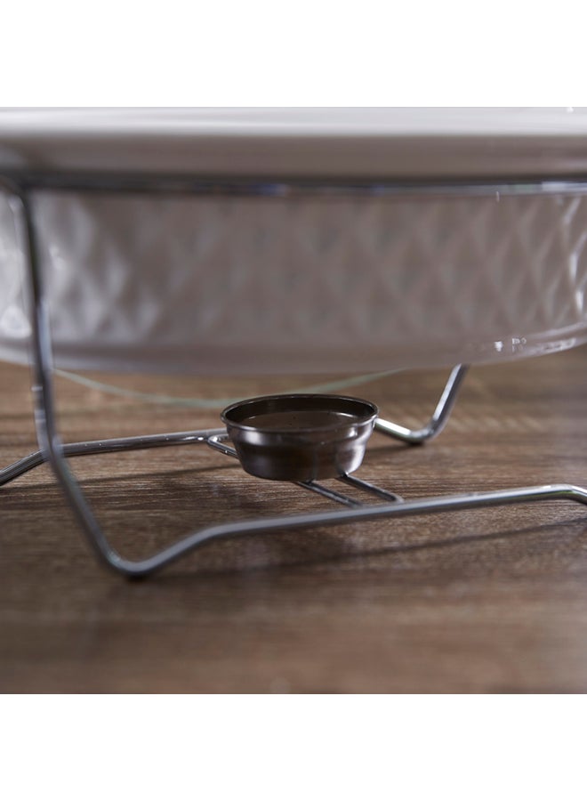 هوم بوكس كسرولة بيضاوية سوبريم مزودة بغطاء أبيض/فضي 25سم - Image 3