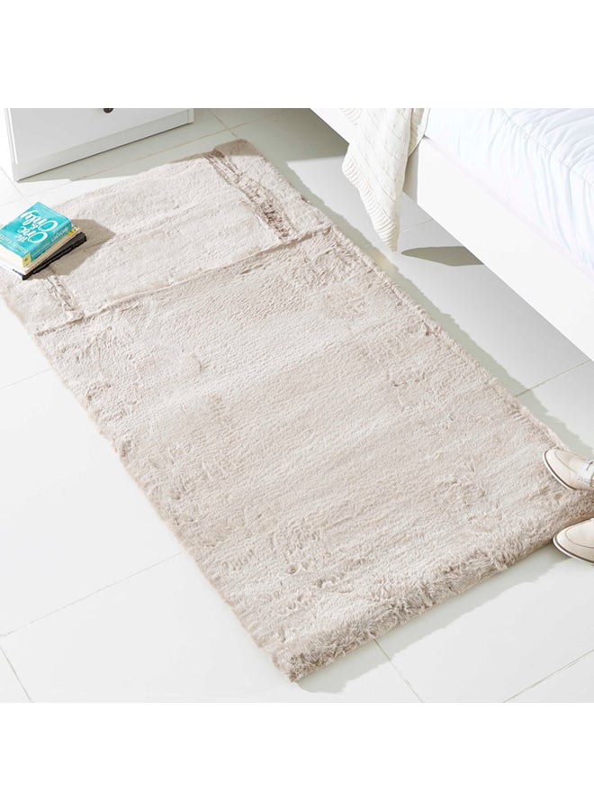 هوم بوكس سجادة فرو أرنب اصطناعي ناعمة - 80x150 سم بيج 150x80سم - Image 1