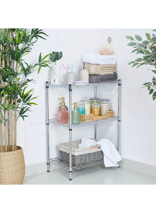 هوم بوكس وحدة رفوف ملابس بـ3 طوابق من كين فضي 80x60x35سم - Image 2