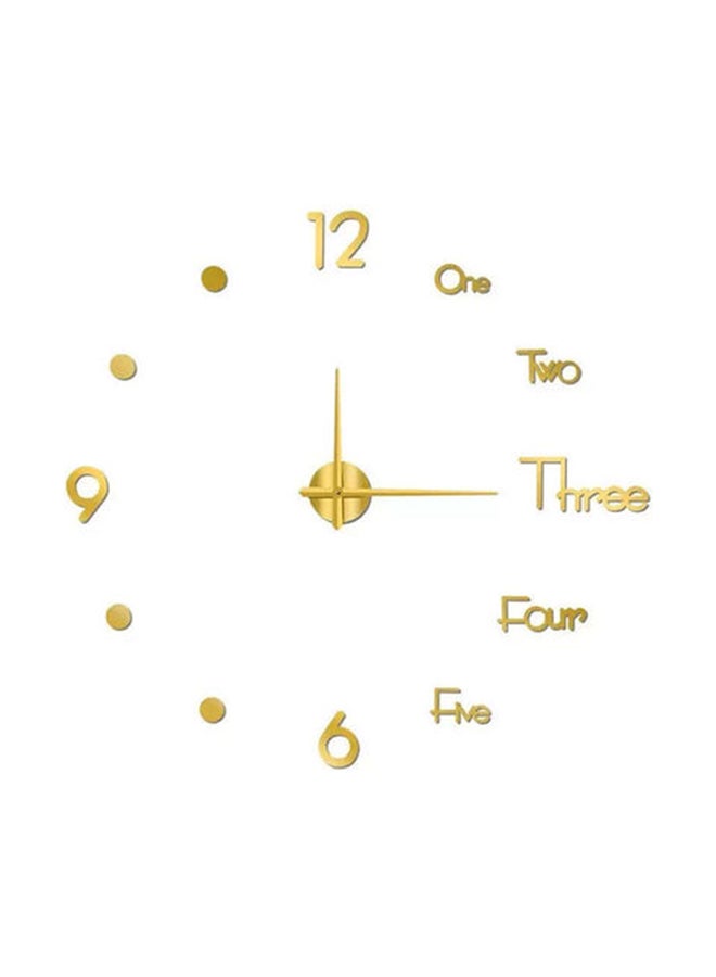 LINGWEI Frameless Modern 3D Wall Clock With Mirror Sticker Gold - Image 1