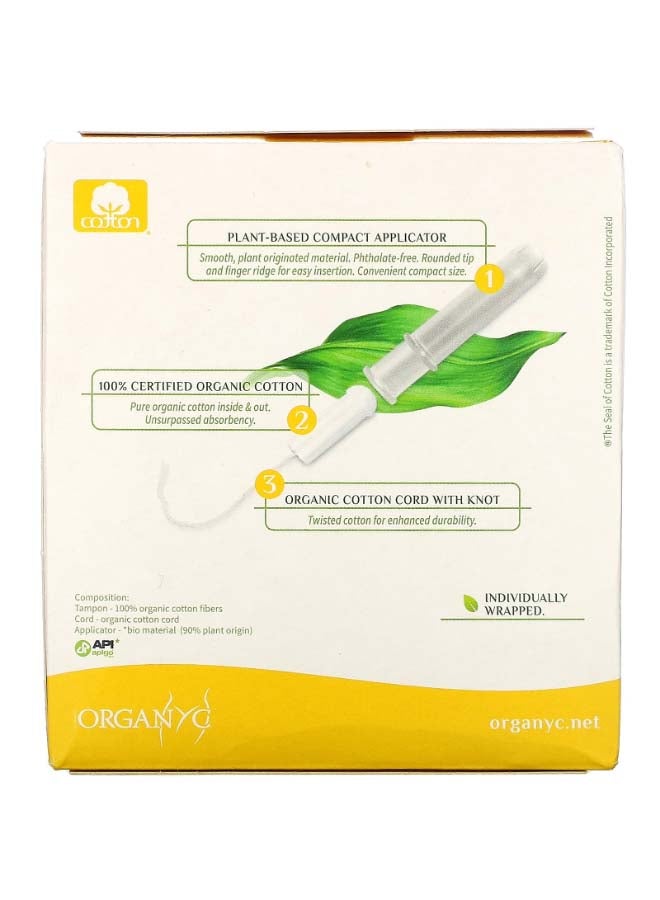 ORGANYC Pack Of 16 Organic Compact Regular Absorbency Tampons White - Image 2