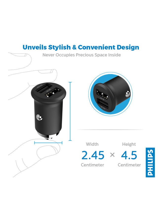 Philips Dual-Port USB Car Charger with 15.5W Output, Fast Charging, Aluminium Body, USB-A Type Connector, Smart Overheat & Over voltage Protection, Compatible With iPhone 16/15/14/13/12/11 iPad Pro mini 6 Samsung S25/S24/S23/S22 - Image 3