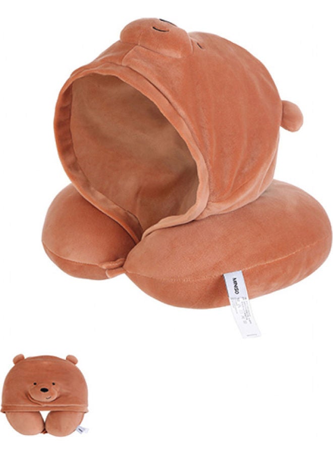 U-Shaped Pillow With Hood cotton Brown 40cm
