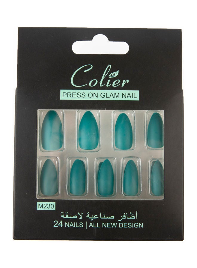 كولير مجموعة أظافر صناعية مكونة من 24 قطع لون أخضر M230  - Image 1