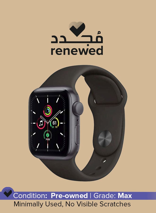 Apple Renewed - Watch SE-44 mm GPS Space Gray Aluminium Case with Sport Band Black  - Image 1