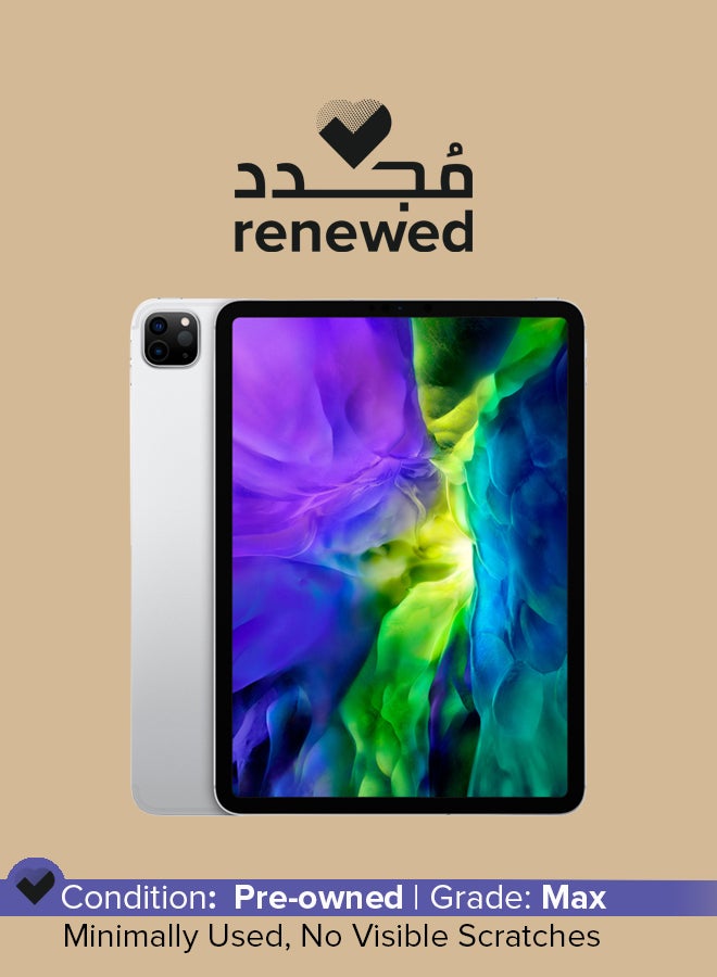 ابل  مٌجدد - جهاز آي باد برو 2020 (الجيل الثاني) بشاشة مقاس 11بوصة وذاكرة داخلية سعة  256 جيجابايت وخاصية الواي فاي مع تطبيق فيس تايم بلون فضي - النسخة العالمية - Image 1