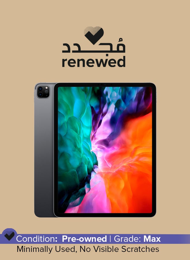ابل  Renewed - iPad Pro 2020 (4th Gen) 12.9-inch 128GB Wi-Fi 4G LTE Space Gray With FaceTime - Image 1