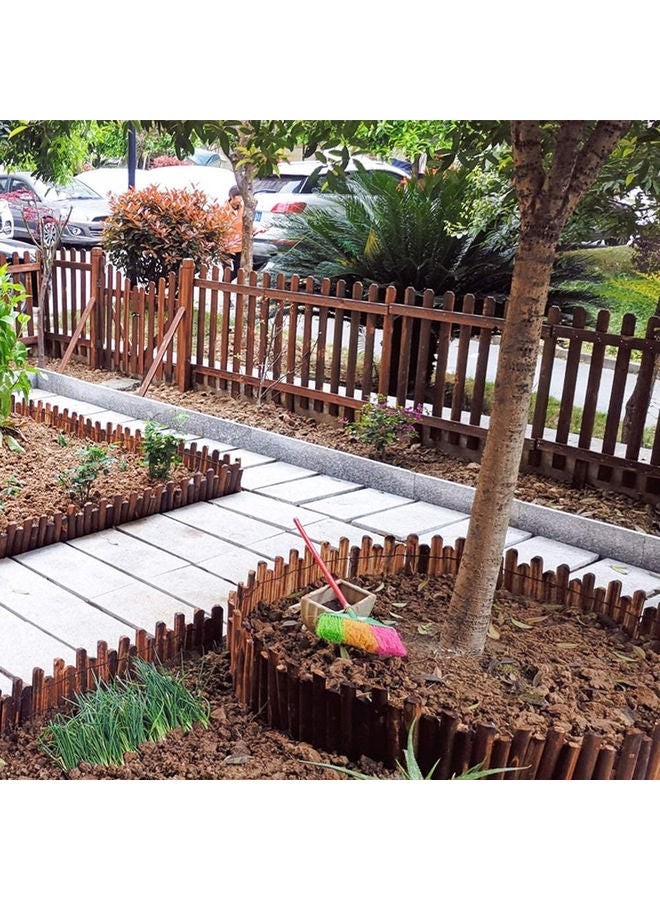 LINGWEI Small Picket Fencing Garden Fence Brown 120x30cm - Image 2
