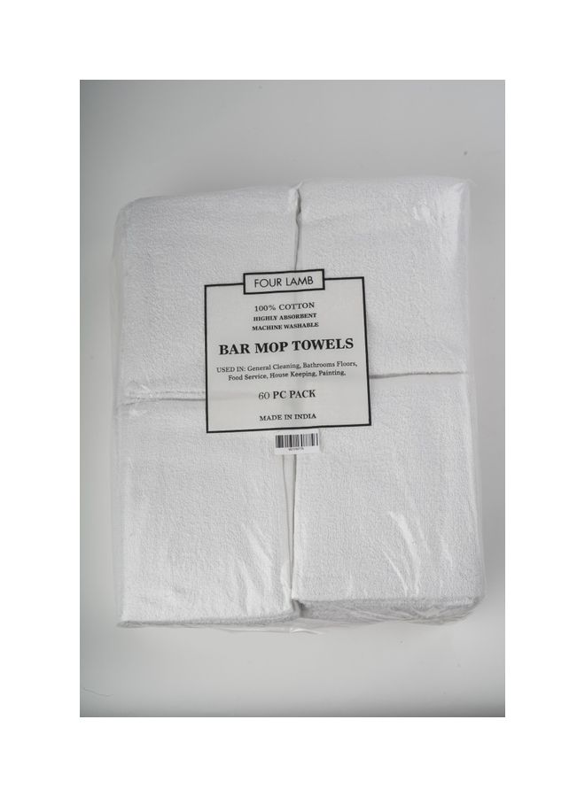 60-Pack Bar Mop Towel Set White 16x19cm - Image 2