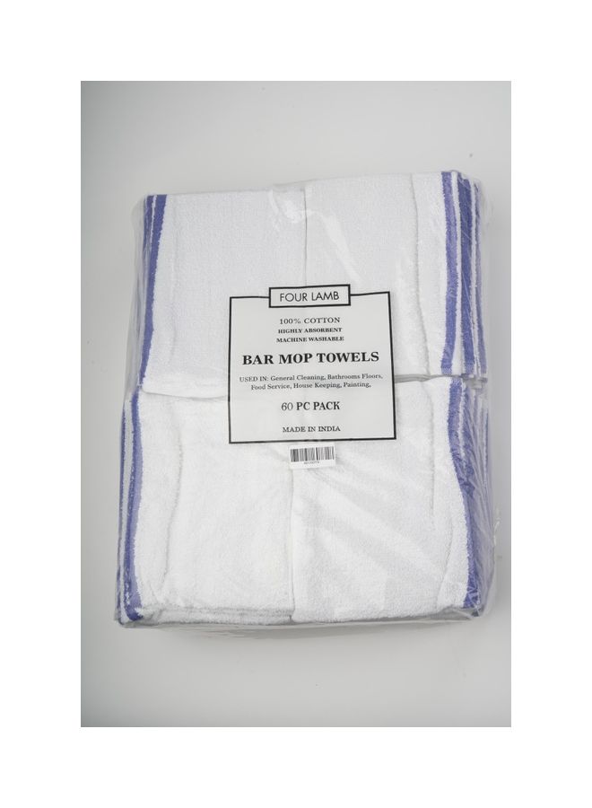 60-Pack Bar Mop Towel Set White 16x19cm - Image 2