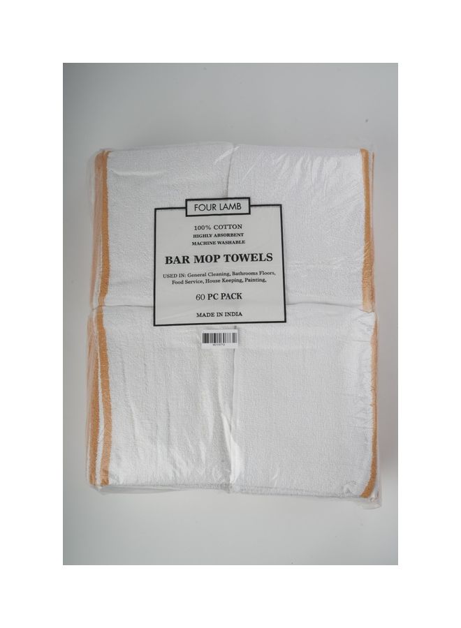 60-Pack Bar Mop Towel Set White 16x19cm - Image 2