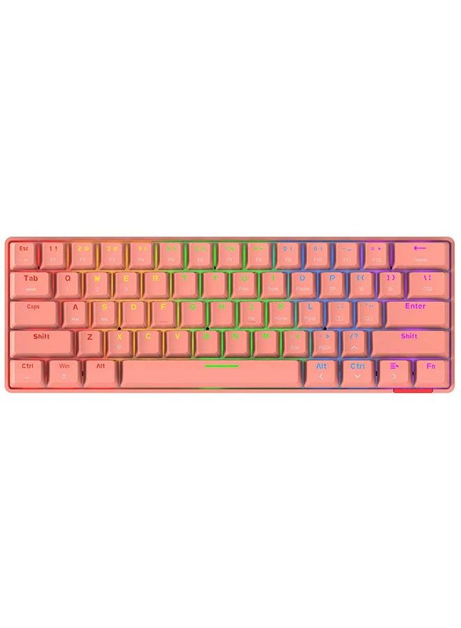 DaiDai STK61 Mechanical Wireless Mini Portable Gaming Keyboard For PC Desktop Pink