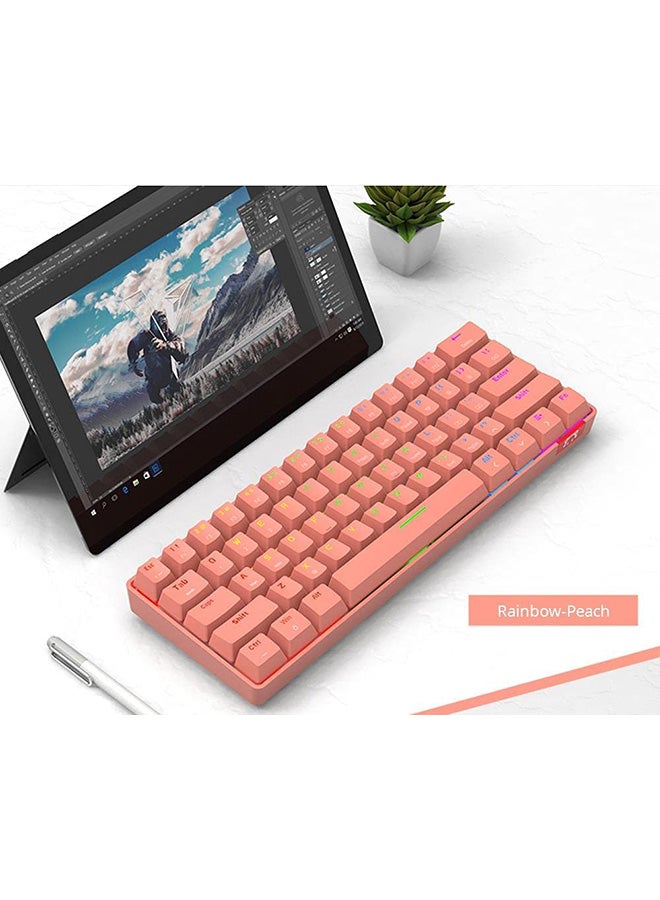 DaiDai STK61 Mechanical Wireless Mini Portable Gaming Keyboard For PC Desktop Pink