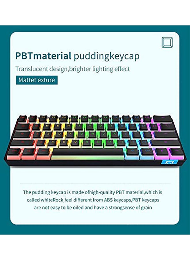 Ajazz DaiDai STK61 Bluetooth Gaming Pudding Wireless Mechanical Keyboard Blue Switch RGB  - Image 4