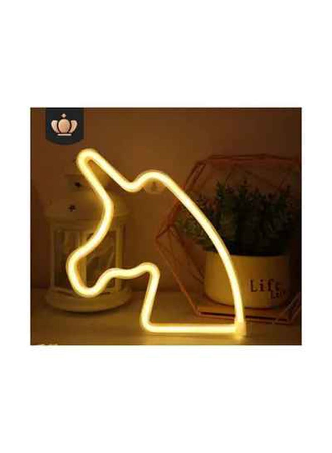 فاشون هوم - مصباح ليلي بإضاءة LED نيون على شكل يونيكورن أبيض دافئ 25x2x23سم - Image 1