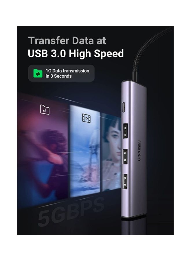 يو جرين - محول تيار بتصميم موزع مقسم بـ4 منافذ USB 3.0 للتمديد وبسرعة نقل بيانات عالية تبلغ 5 جيجابت في الثانية مع منفذ USB C للشحن لأجهزة ماك بوك وآي ماك وسيرفيس برو وXPS وأجهزة الكمبيوتر وفلاش درايف بمنفذ USB - Image 1