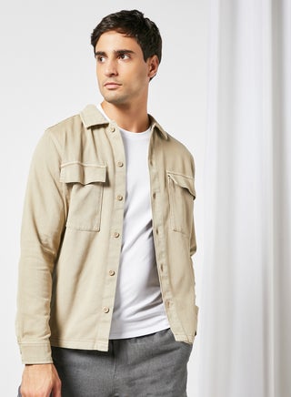 Nolan Collared Overshirt Beige - v1633351863/N44911876V_1