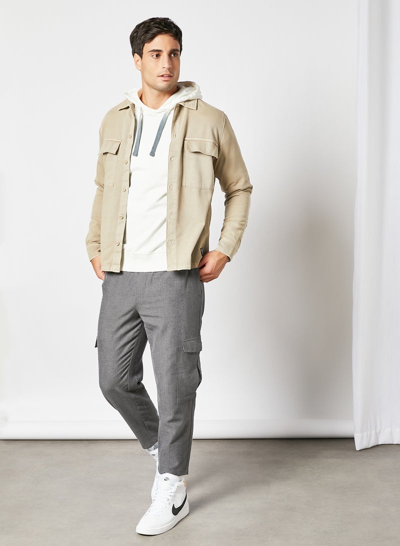 Nolan Collared Overshirt Beige