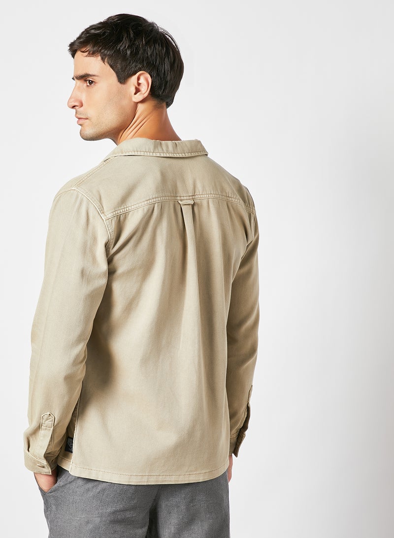 Nolan Collared Overshirt Beige