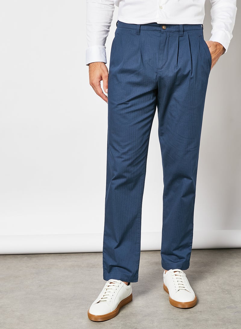 Ted Baker Talkin Pleated Herringbone Trouser Navy  - Image 1