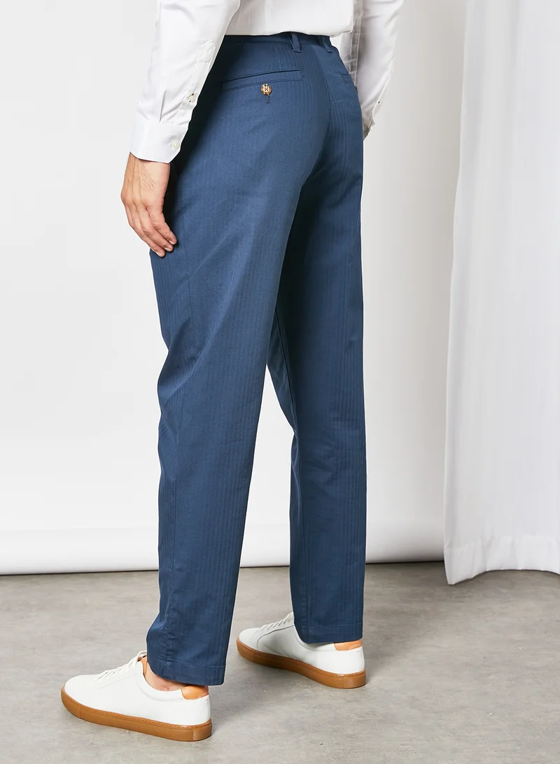 Ted Baker Talkin Pleated Herringbone Trouser Navy