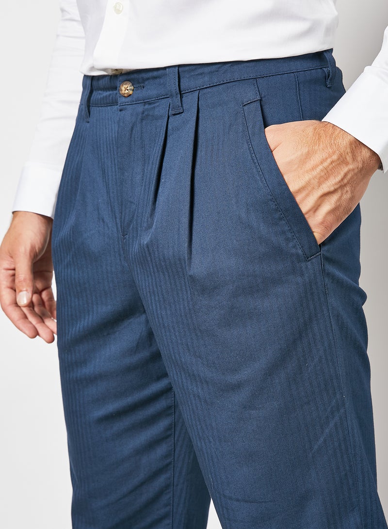 Ted Baker Talkin Pleated Herringbone Trouser Navy  - Image 3