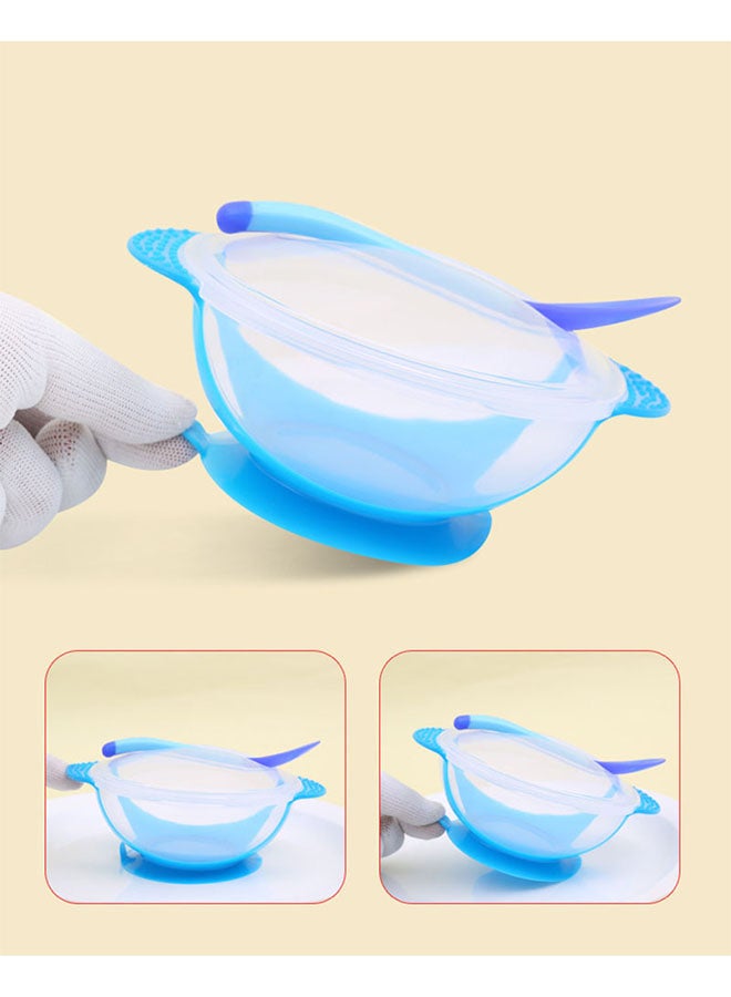 Generic - Temperature Sensing Baby Feeding Bowl With Spoon  - Blue/Clear - Image 1
