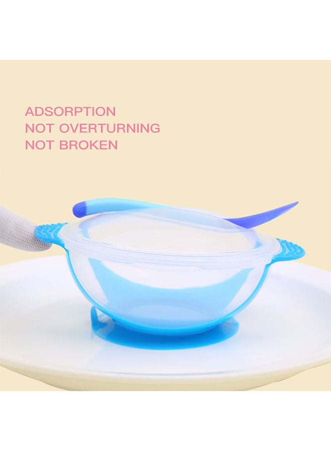 Generic - Temperature Sensing Baby Feeding Bowl With Spoon  - Blue/Clear - Image 1
