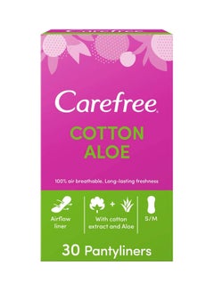 Carefree Pack of 30 Daily Panty Liners, Cotton, Aloe White 250grams  - Image 1