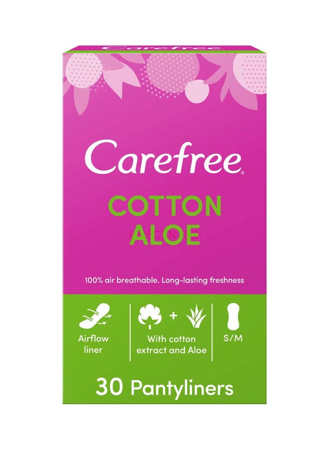 Carefree - Pack of 30 Daily Panty Liners, Cotton, Aloe White 250grams - Image 1