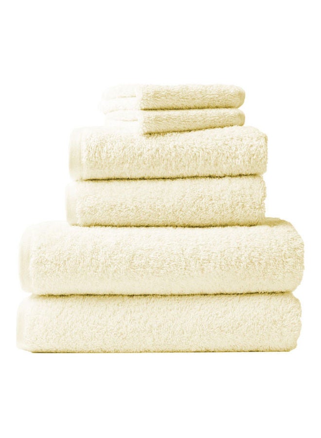 طقم مناشف من القطن الممزوج بحلقة عالية مكون من 6 قطع أوف وايت 70X140سم
