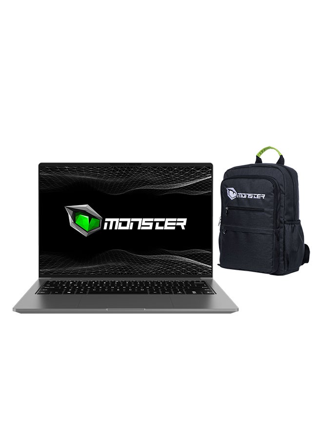 Monster - Huma H4 V4.1.1 Laptop With 14-Inch Full HD Display, 11th Gen Core i7 1165G7 Processer/32GB RAM/1TB SSD/Intel Xe Graphics/Windows 10 /International Version/ English/Arabic Gray - Image 1