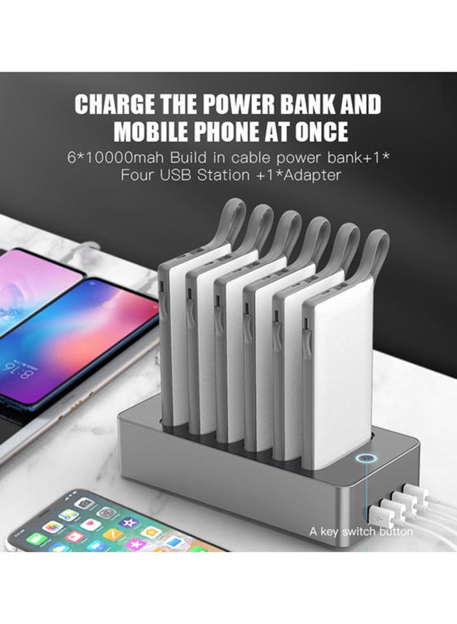 WST - 10000.0 mAh 6 In 1 Multiple Powerbank Docking Station Black - Image 1