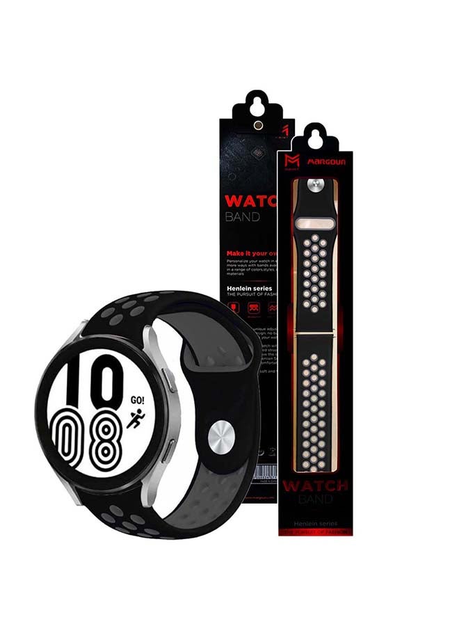 MARGOUN Replacement Nike Design Band 20mm for Samsung Galaxy Watch 4/4 Classic Black/Grey - Image 2