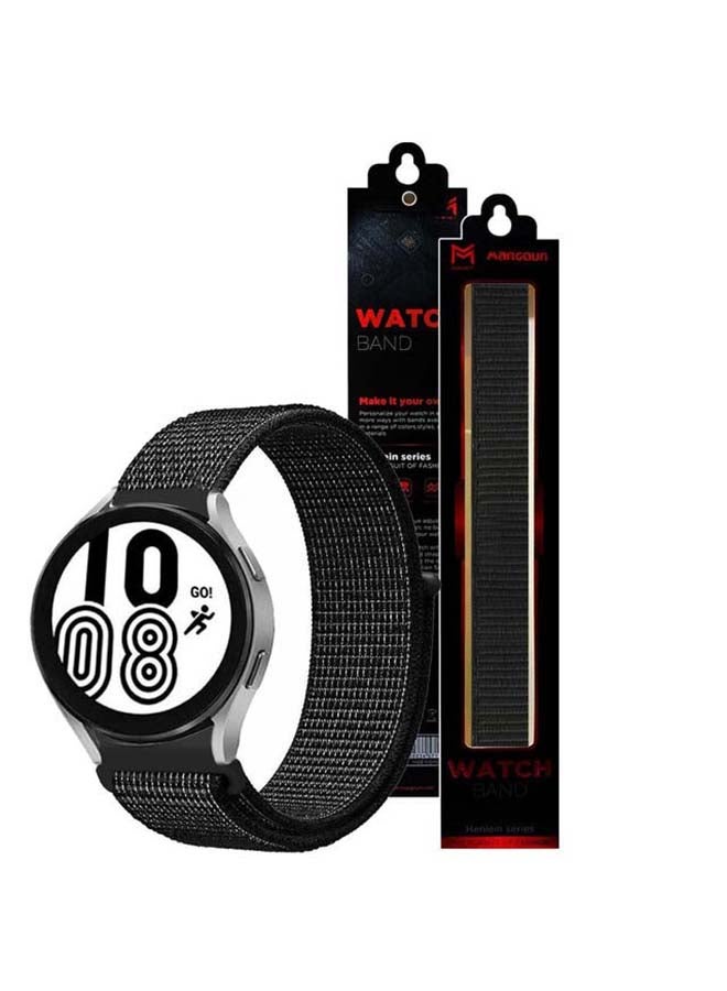 MARGOUN Replacement Nylon Sport Band 20mm for Samsung Galaxy Watch 4/4 Classic Summit Black - Image 2