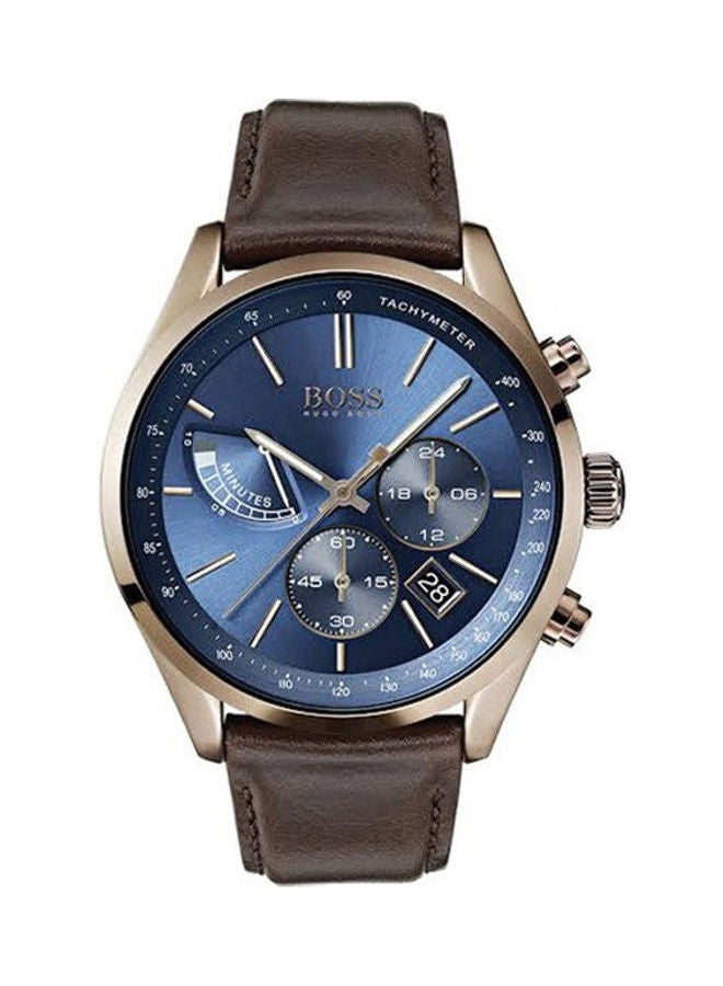 HUGO BOSS Men's Leather Chronograph Watch 1513604  - Image 1