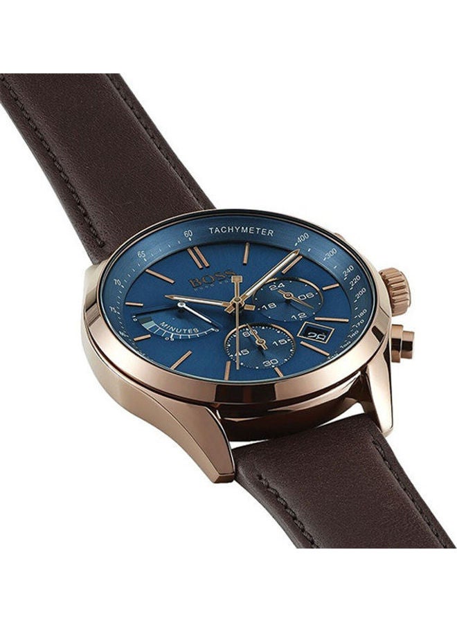 HUGO BOSS Men's Leather Chronograph Watch 1513604  - Image 3