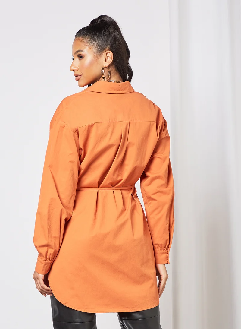 NA-KD Oversized Belted Shirt