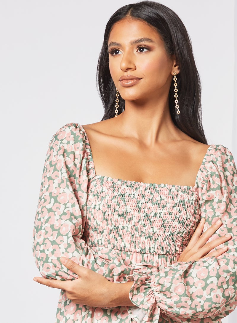 NA-KD - Floral Print Midi Dress Multicolor - Image 1