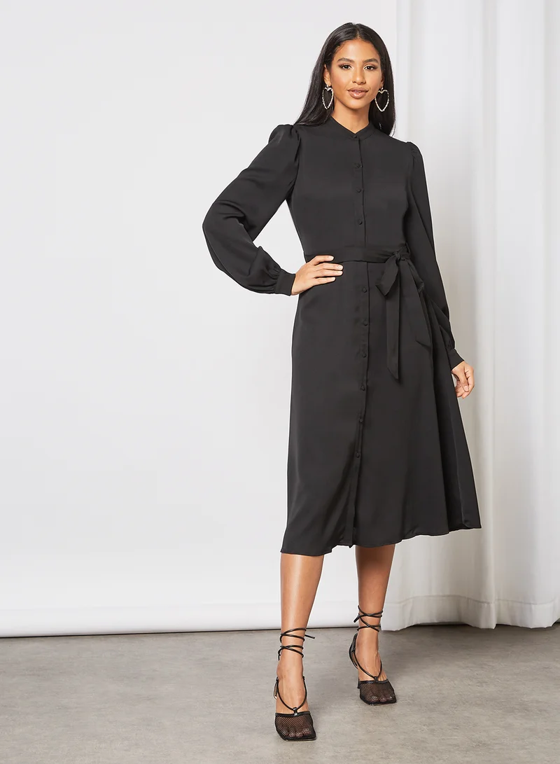 NA-KD Puff Sleeve Midi Dress